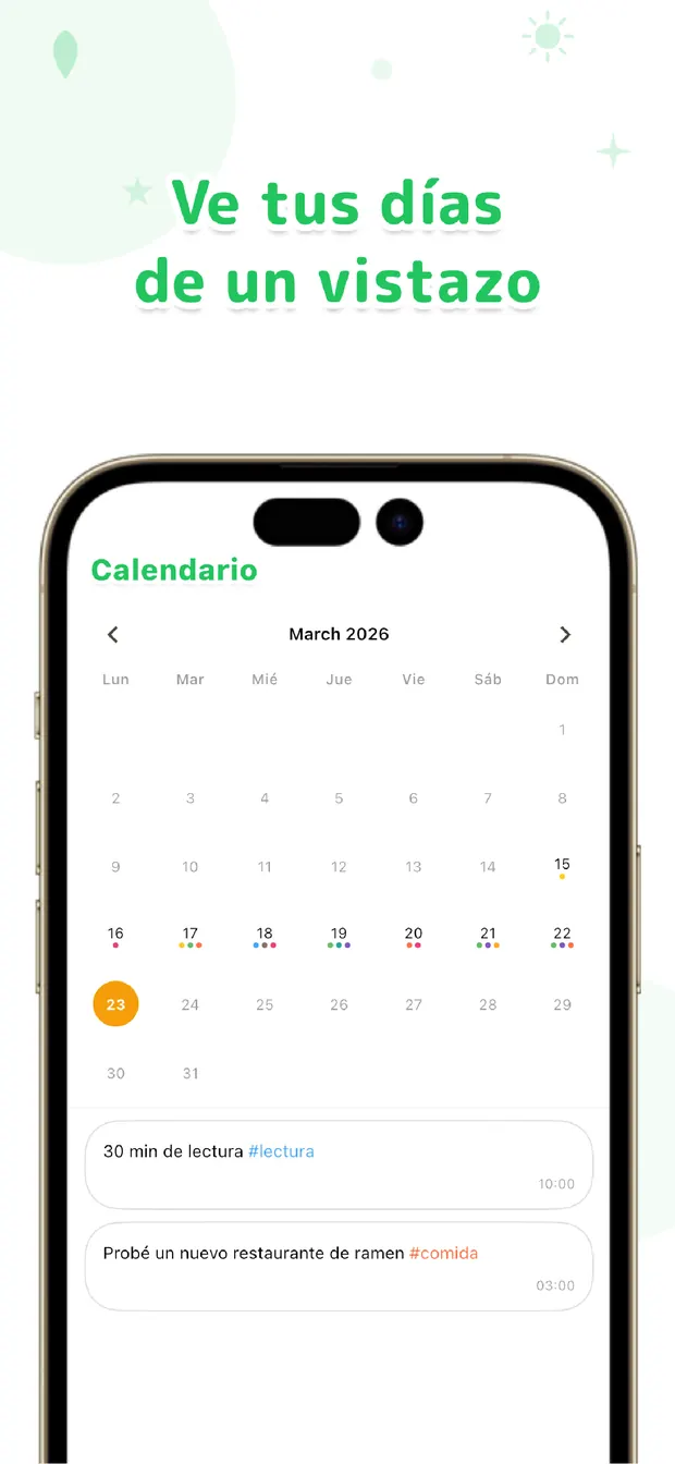 OneTapLog Tus días de un vistazo