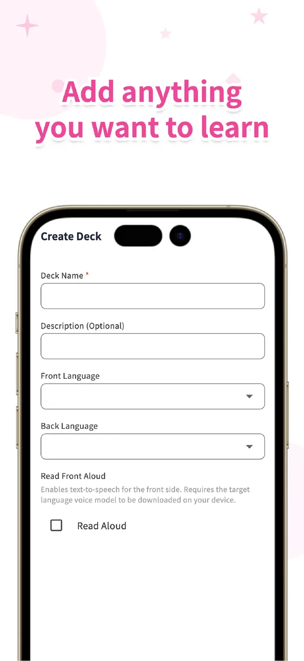 Flips deck creation screen