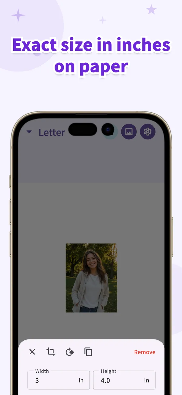 Perfect Print Exact size in inches on paper