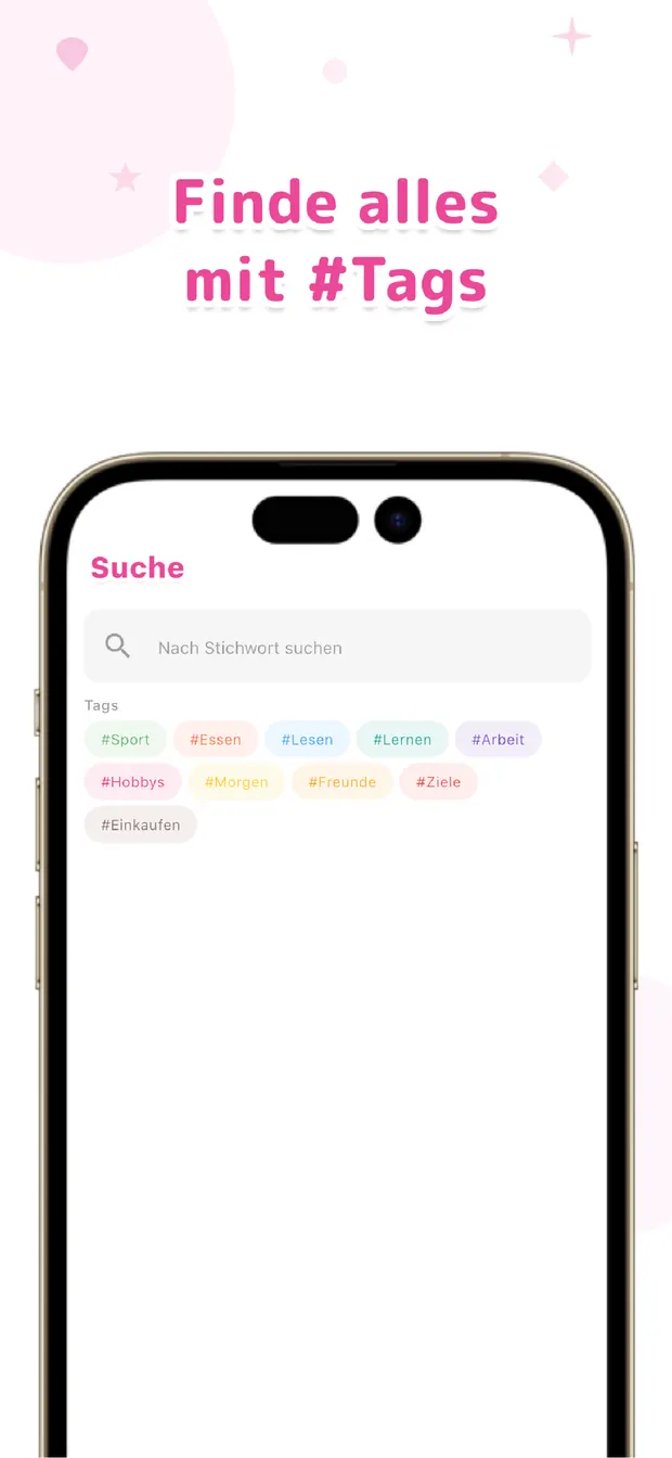 OneTapLog Suche per Stichwort oder #Tag