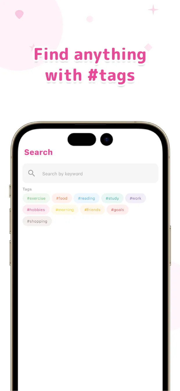 OneTapLog Search by keyword or #tag