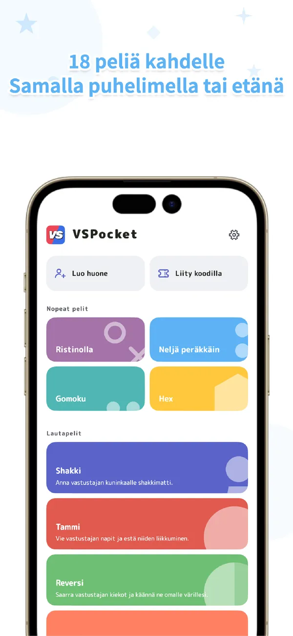 VSPocket: lautapelit kahdelle - Pass & Play, tekoäly, verkko (1/4)