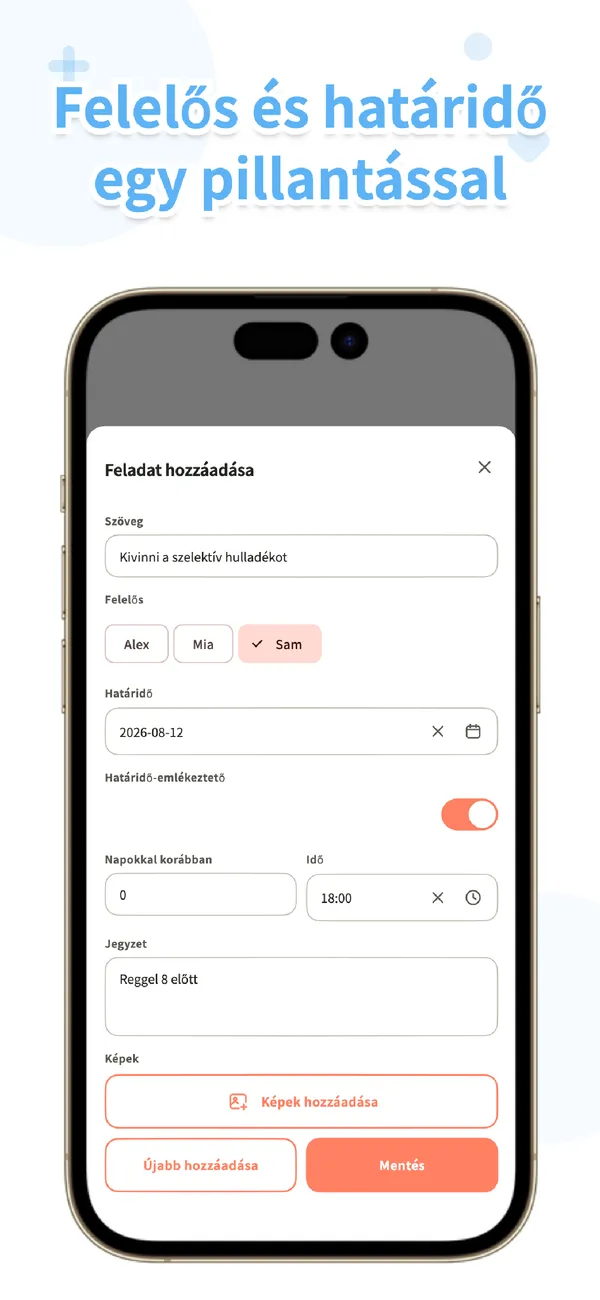 Koto – Családi feladatok - Kiosztás és határidők (2/4)