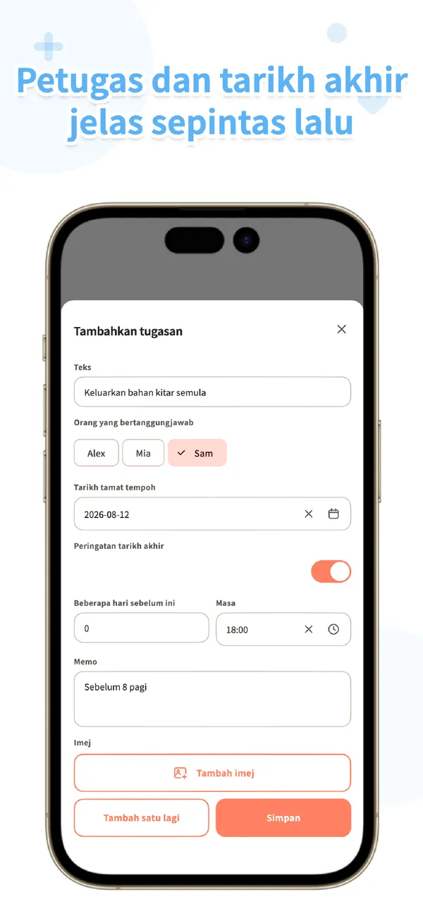 Koto - Tugasan Keluarga - Agih tugas dan tarikh akhir (2/4)