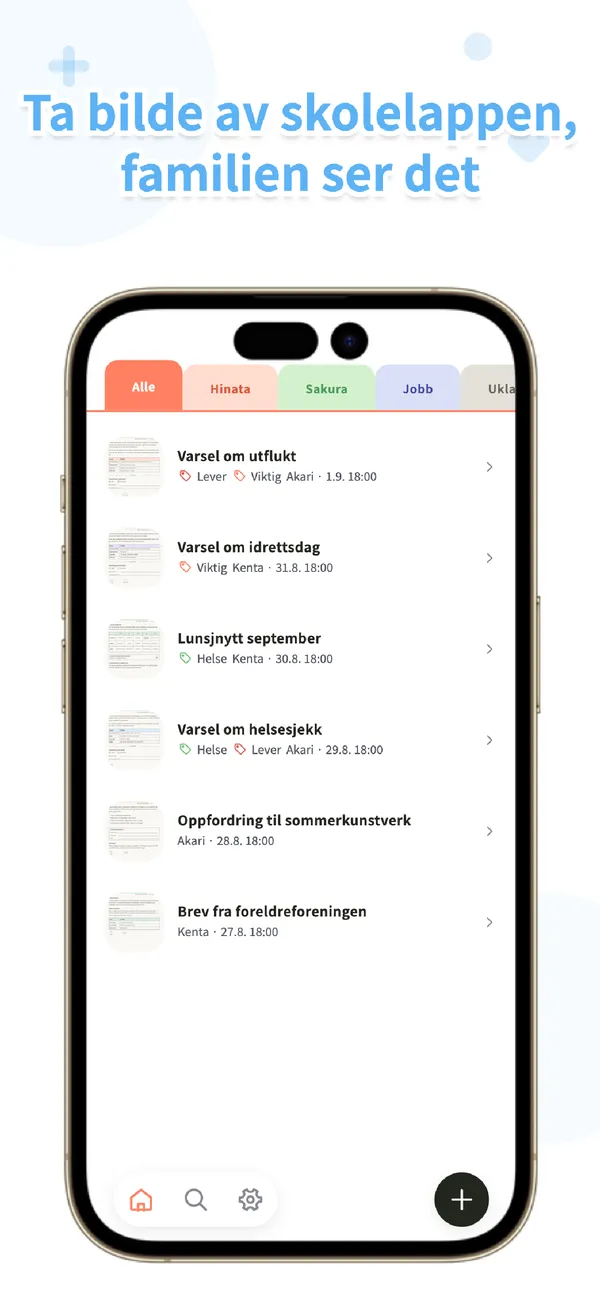 OurPost - Skolelapper - Ta bilde, familien ser det (1/4)