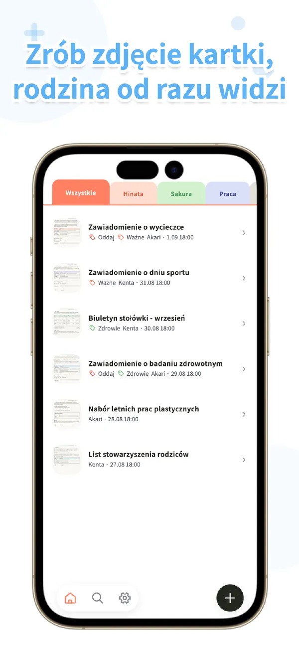 OurPost - Kartki ze szkoły - Zrób zdjęcie, rodzina widzi (1/4)