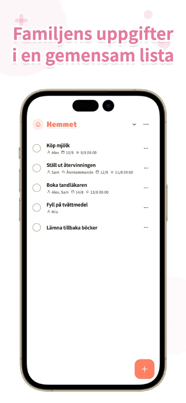 Koto – Familjens uppgifter - Fördela sysslor och datum (1/4)
