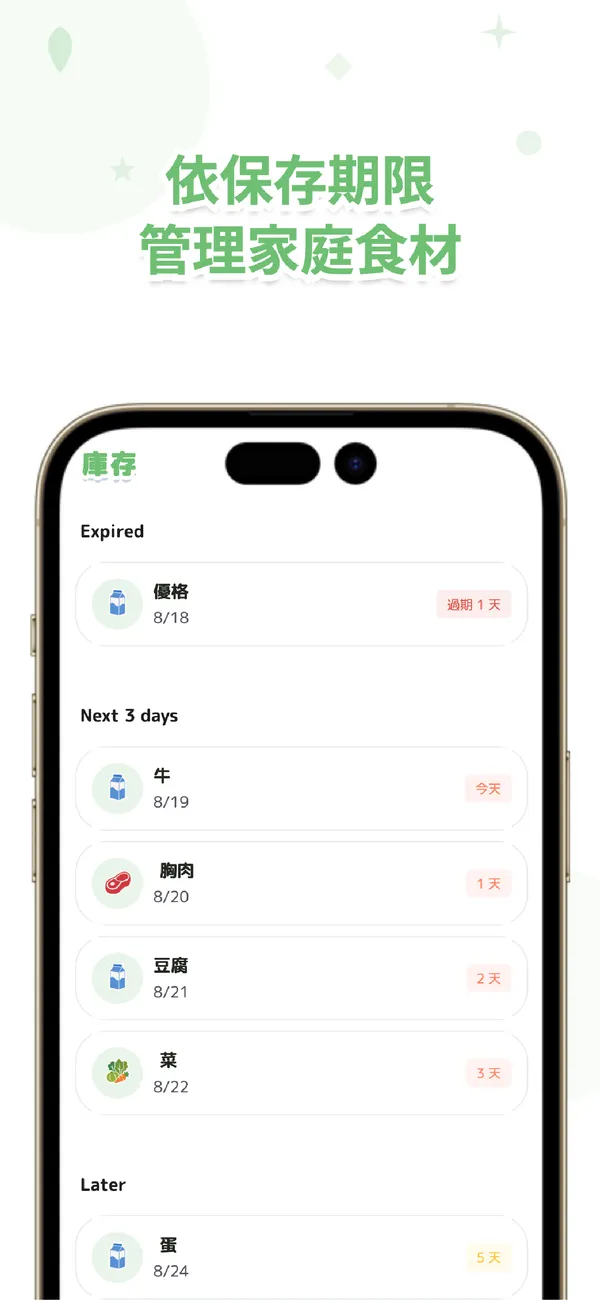 奧托 - 家人共享的保鮮期管理與購物清單 - 家人共用的食材庫存與購物清單 (1/4)
