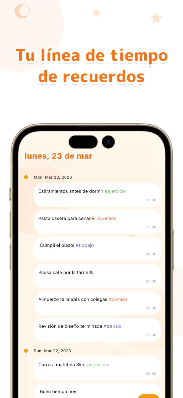 OneTapLog Una línea de tiempo tipo chat