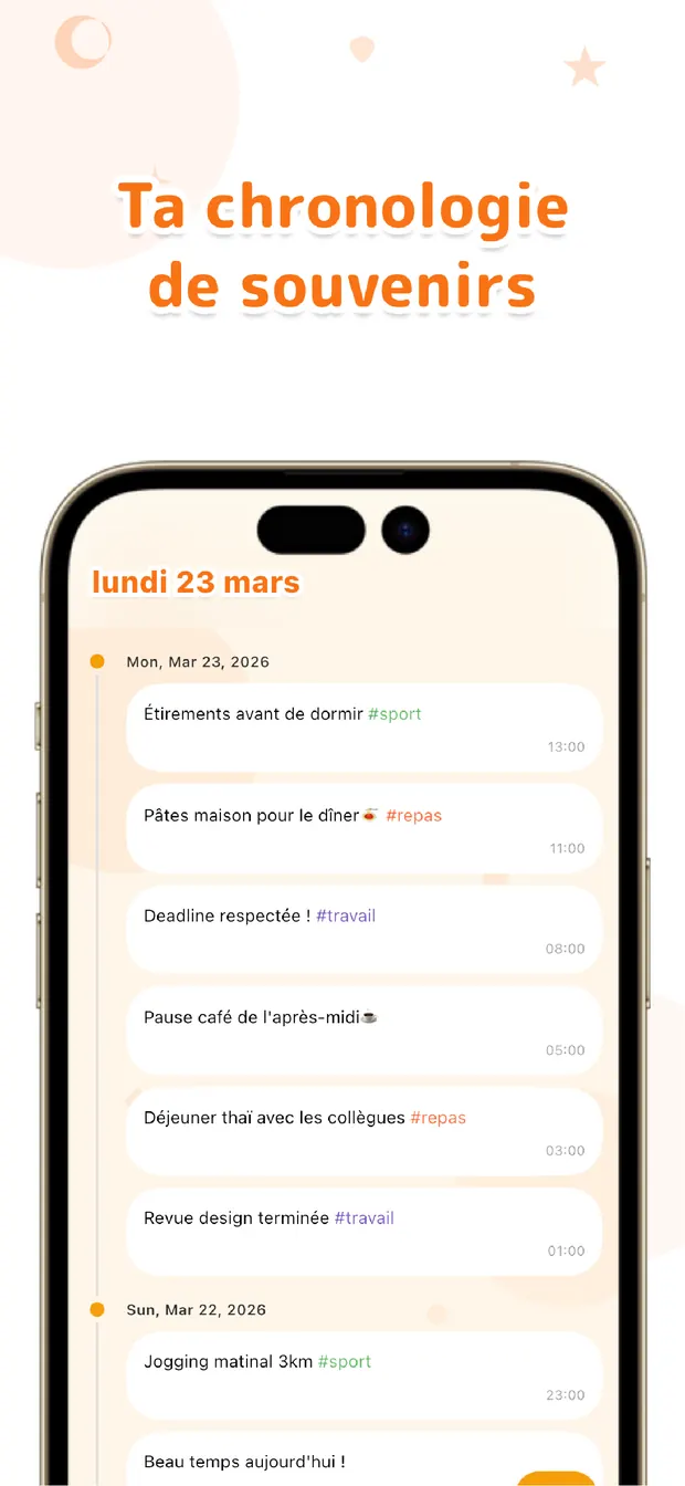 OneTapLog Une timeline façon chat