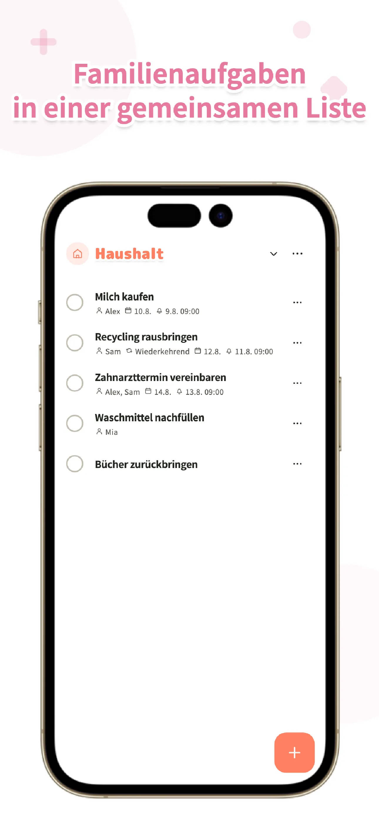 Koto-Listenansicht mit einer gemeinsamen Familien-To-do-Liste
