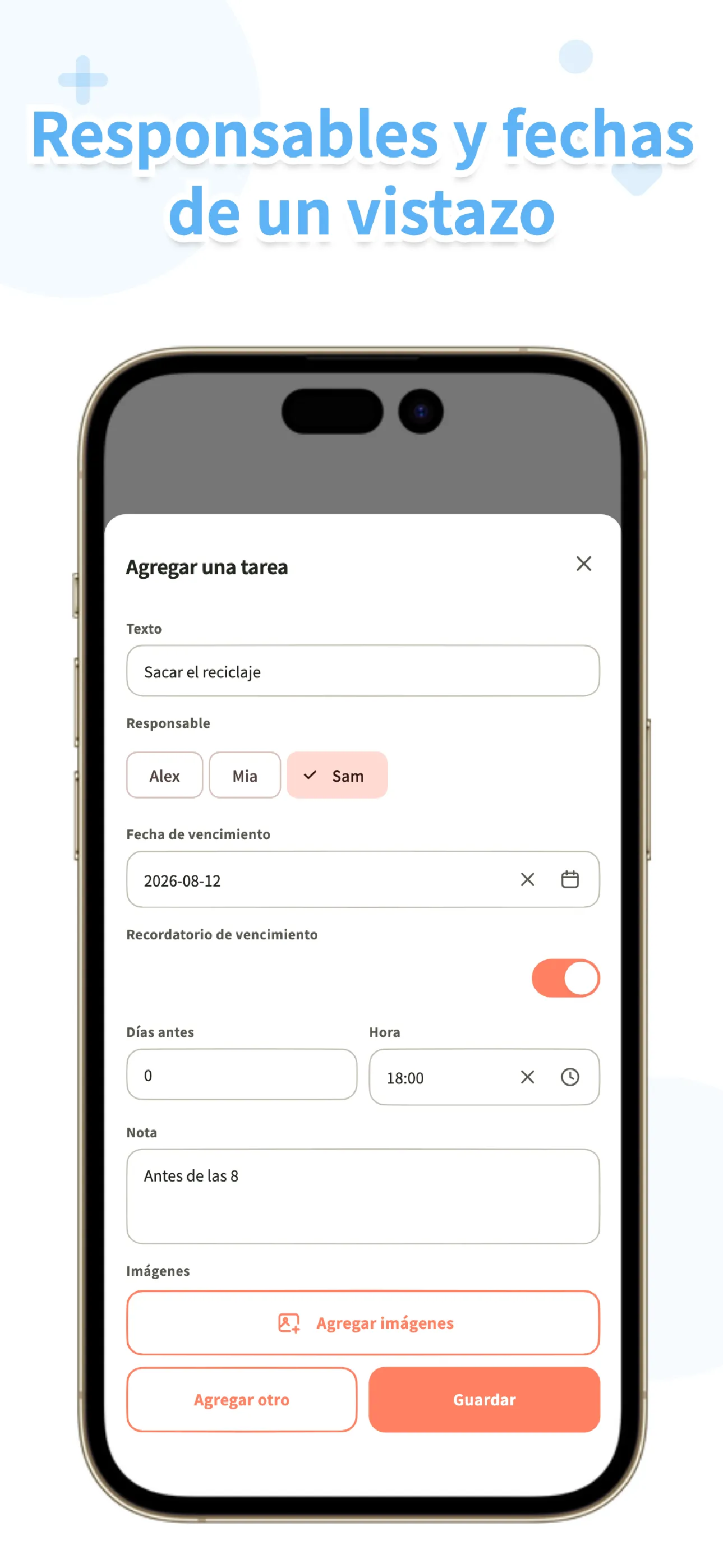 Pantalla de detalle de Koto con responsables y fecha límite