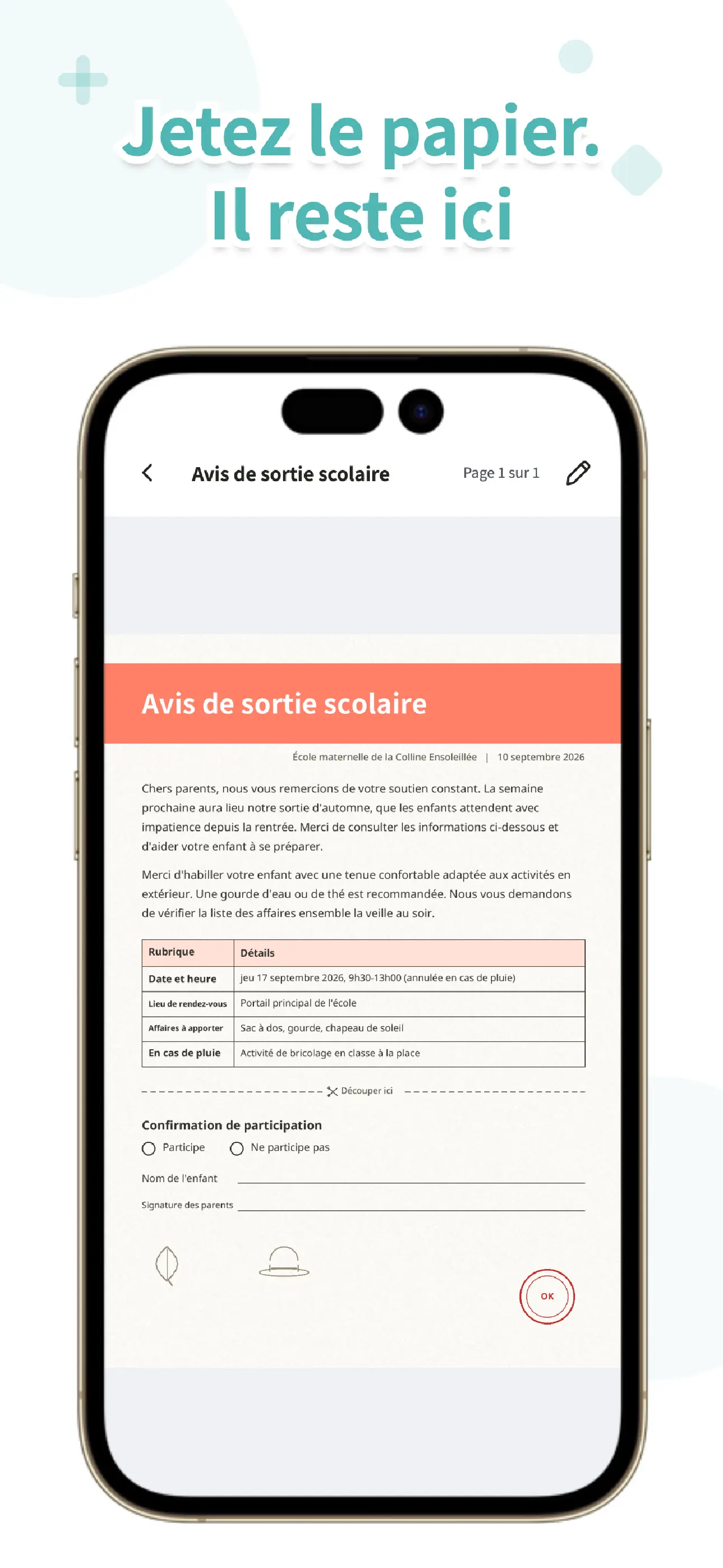 Écran de corbeille OurPost restaurant un mot supprimé
